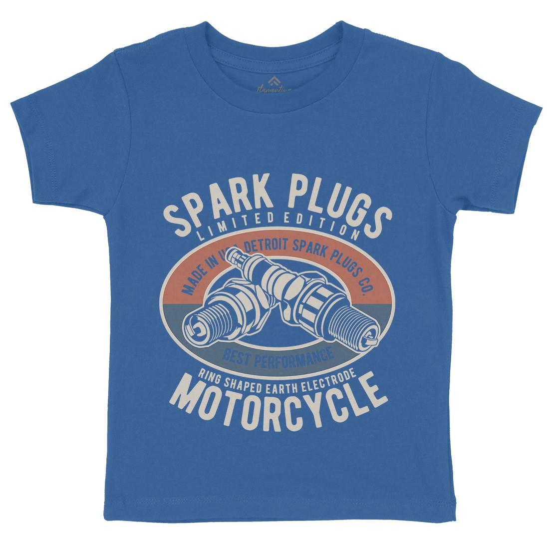 Spark Plugs Kids Crew Neck T-Shirt Motorcycles B256