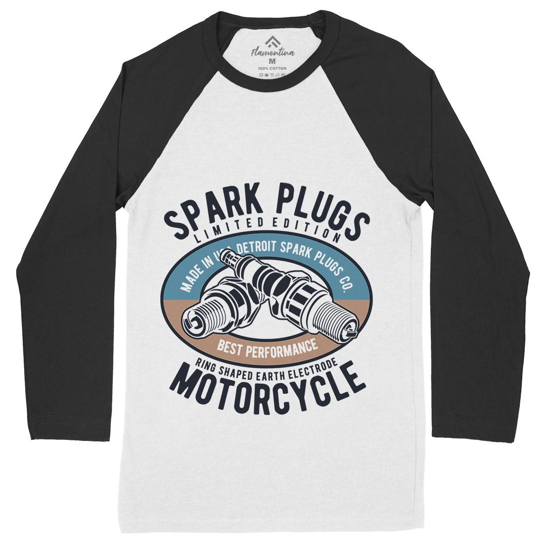 Spark Plugs Mens Long Sleeve Baseball T-Shirt Motorcycles B256