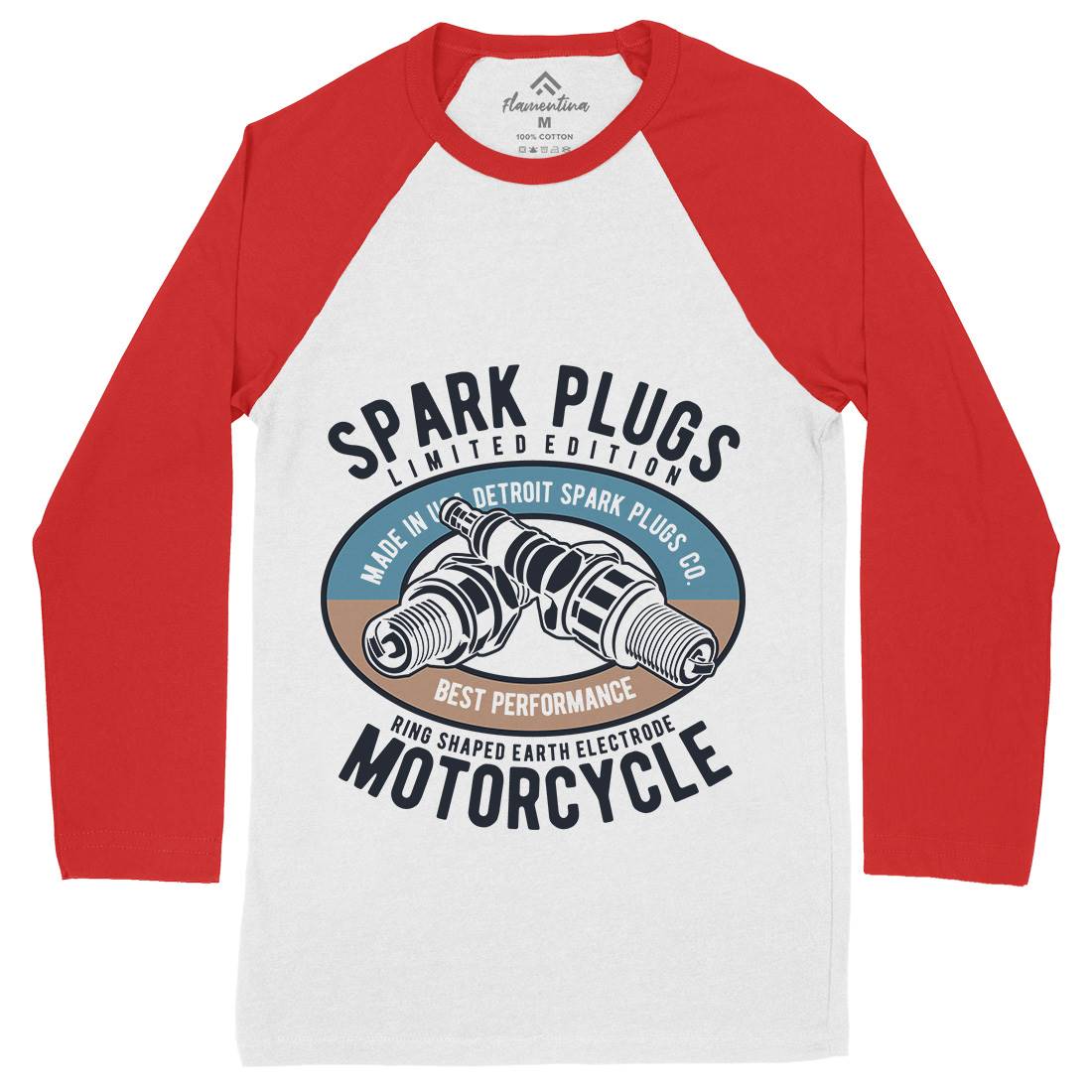 Spark Plugs Mens Long Sleeve Baseball T-Shirt Motorcycles B256