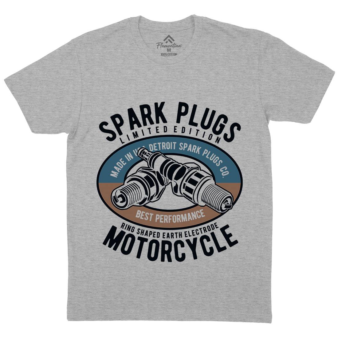 Spark Plugs Mens Crew Neck T-Shirt Motorcycles B256