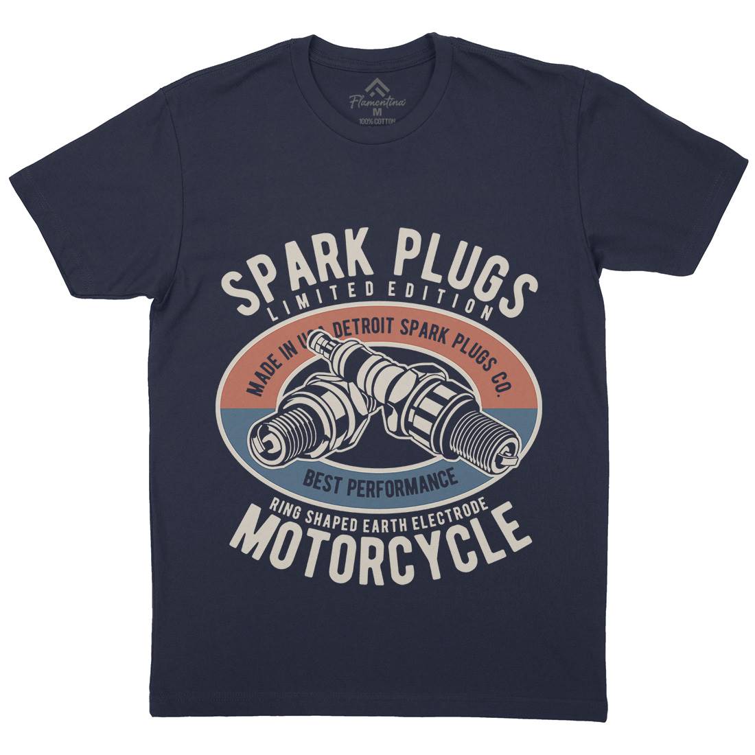 Spark Plugs Mens Crew Neck T-Shirt Motorcycles B256