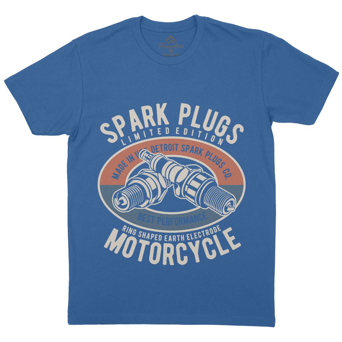 Spark Plugs Mens Organic Crew Neck T-Shirt Motorcycles B256