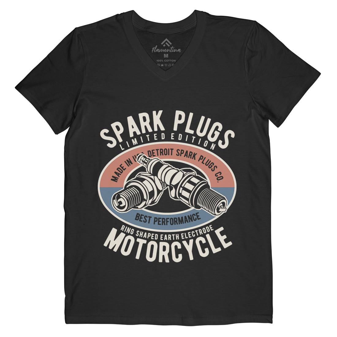 Spark Plugs Mens Organic V-Neck T-Shirt Motorcycles B256
