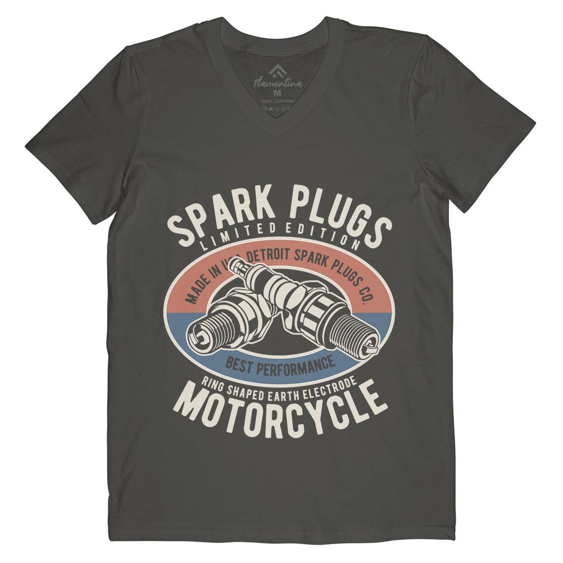 Spark Plugs Mens V-Neck T-Shirt Motorcycles B256