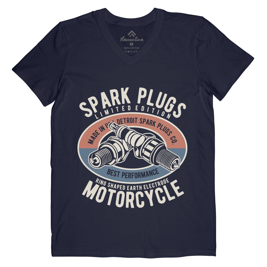 Spark Plugs Mens V-Neck T-Shirt Motorcycles B256
