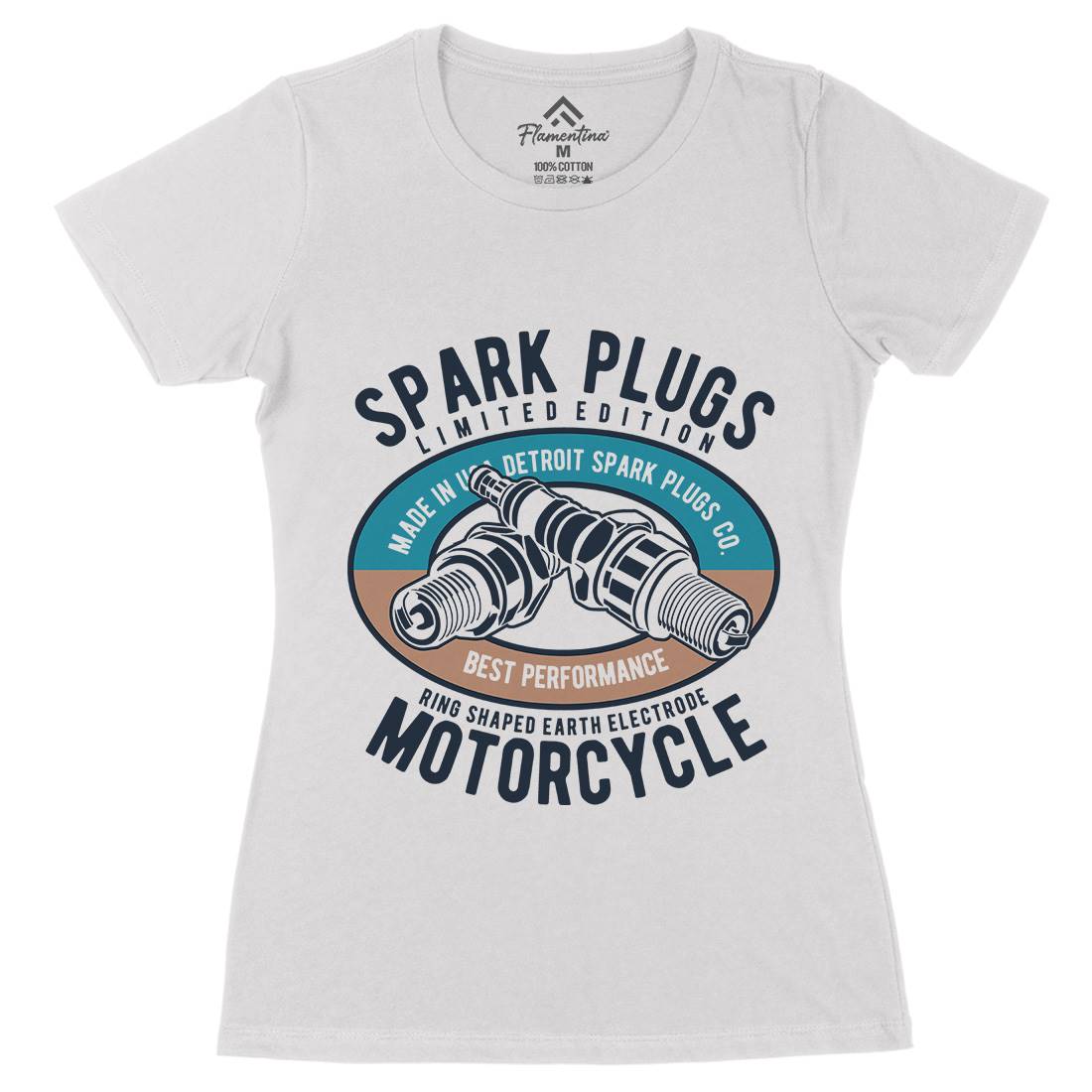 Spark Plugs Womens Organic Crew Neck T-Shirt Motorcycles B256