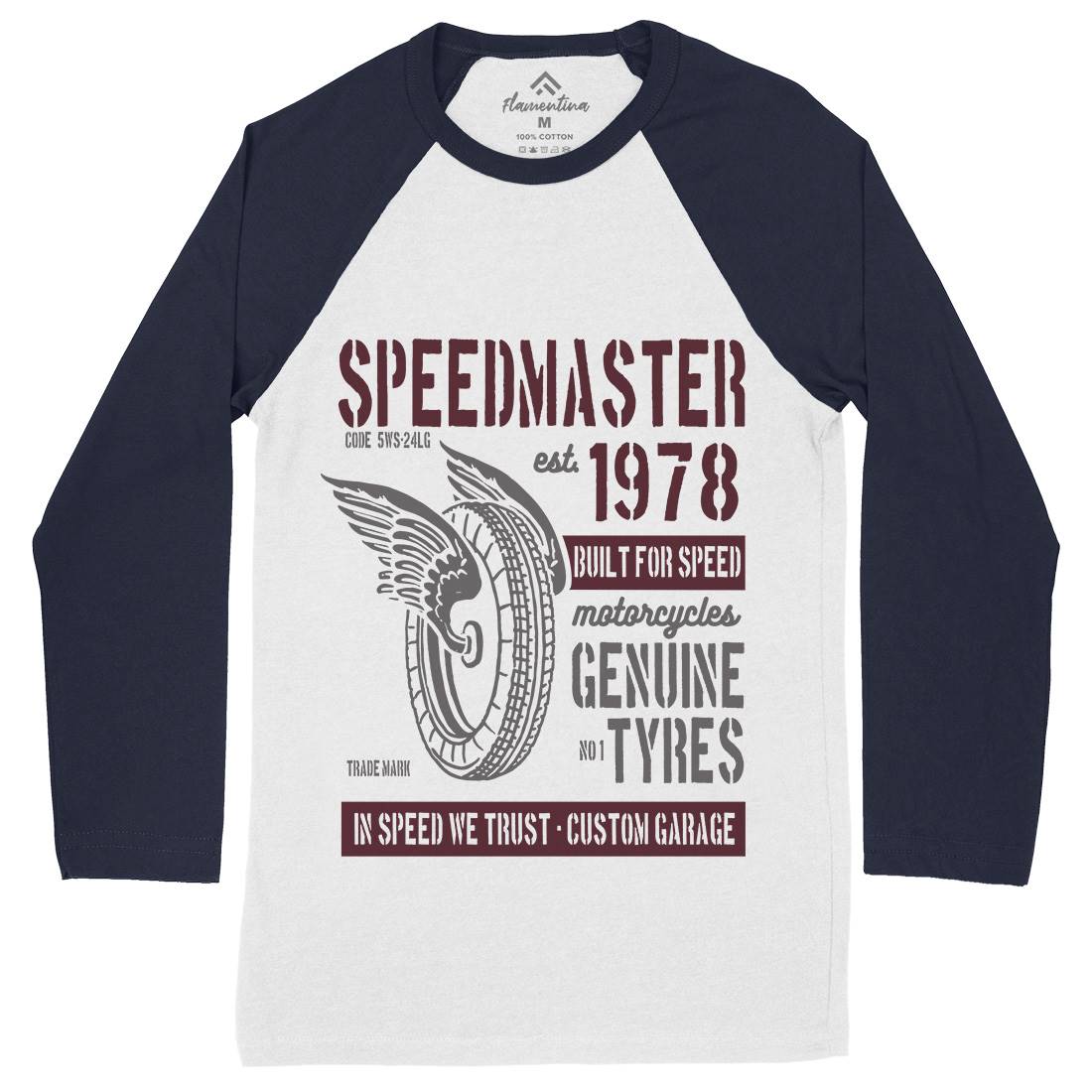 Speed Master Mens Long Sleeve Baseball T-Shirt Motorcycles B257