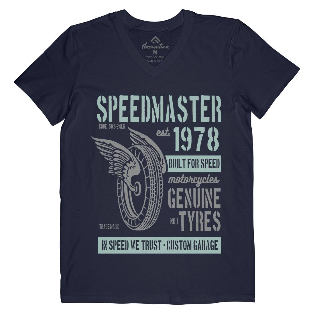 Speed Master Mens Organic V-Neck T-Shirt Motorcycles B257