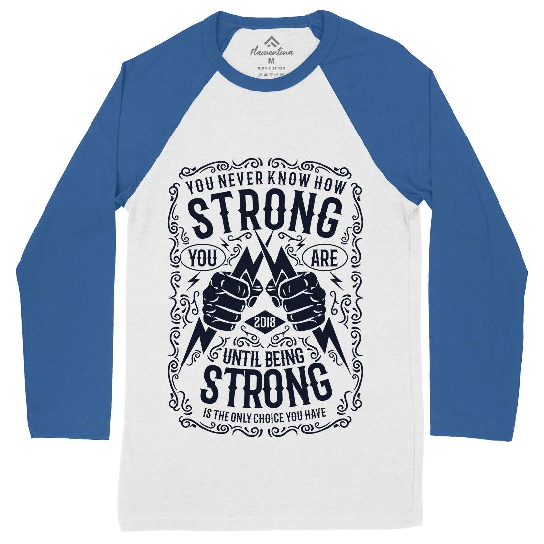 Strong Mens Long Sleeve Baseball T-Shirt Gym B258