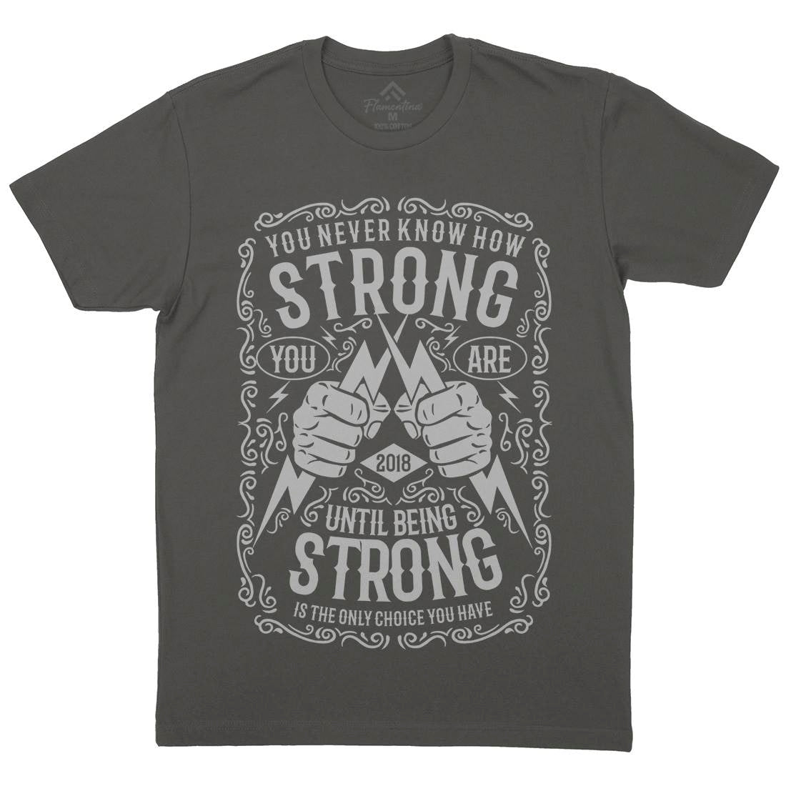 Strong Mens Organic Crew Neck T-Shirt Gym B258