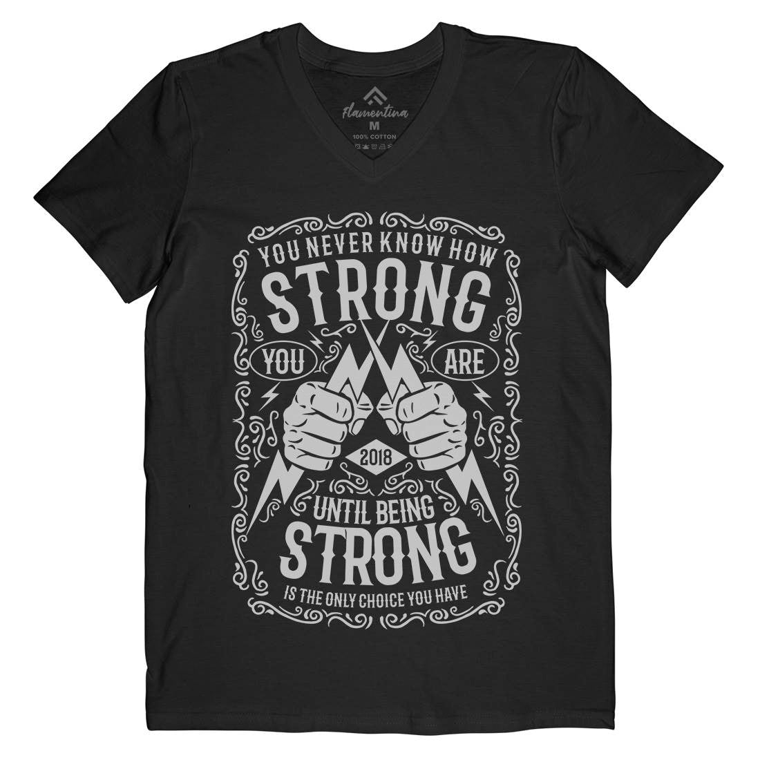 Strong Mens Organic V-Neck T-Shirt Gym B258