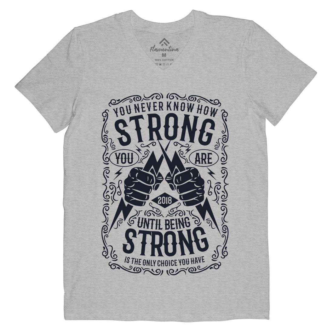 Strong Mens Organic V-Neck T-Shirt Gym B258