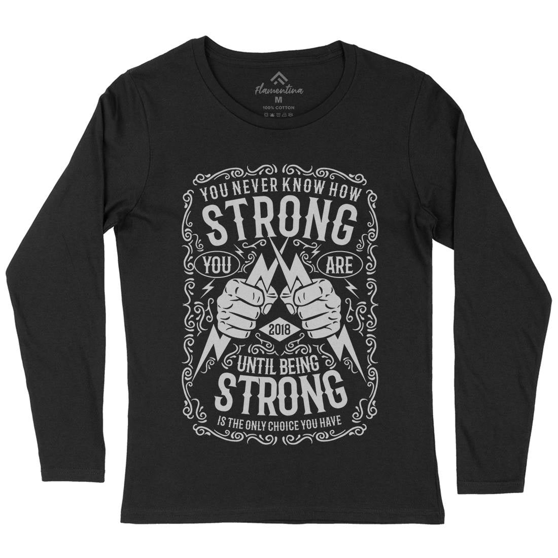 Strong Womens Long Sleeve T-Shirt Gym B258