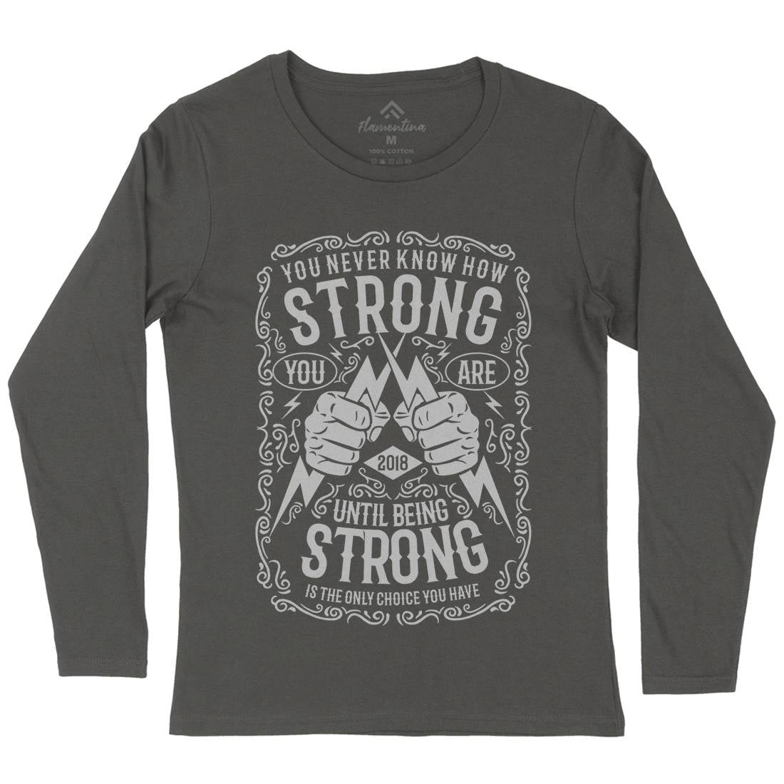 Strong Womens Long Sleeve T-Shirt Gym B258