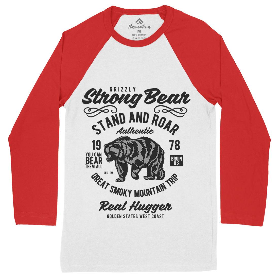Strong Bear Mens Long Sleeve Baseball T-Shirt Animals B259