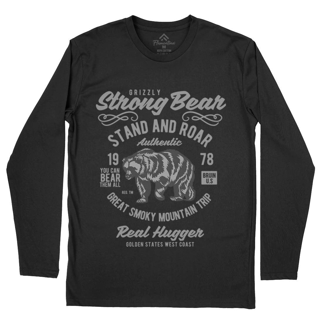 Strong Bear Mens Long Sleeve T-Shirt Animals B259