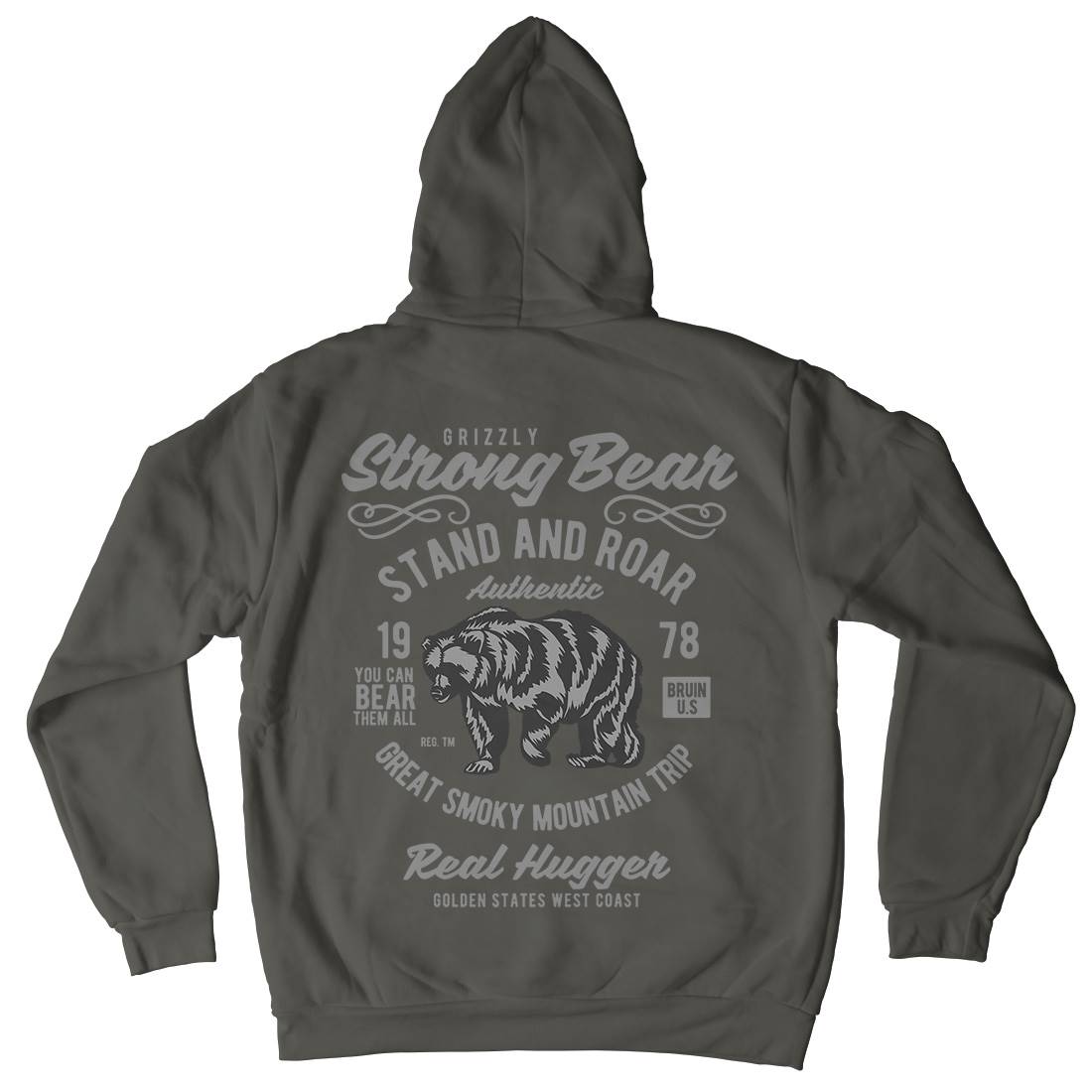 Strong Bear Mens Hoodie With Pocket Animals B259