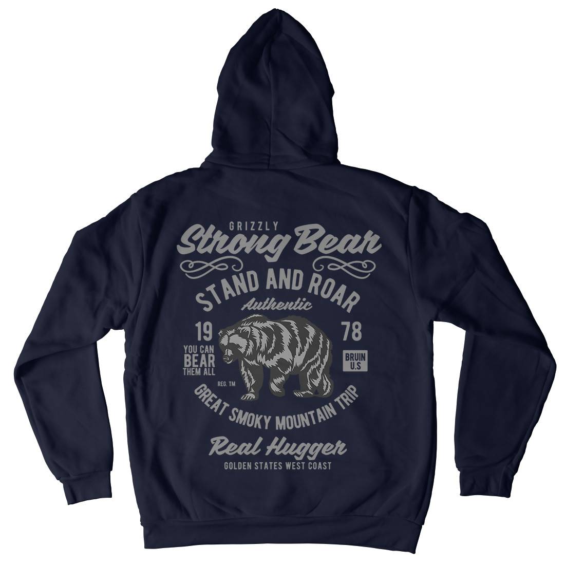 Strong Bear Mens Hoodie With Pocket Animals B259