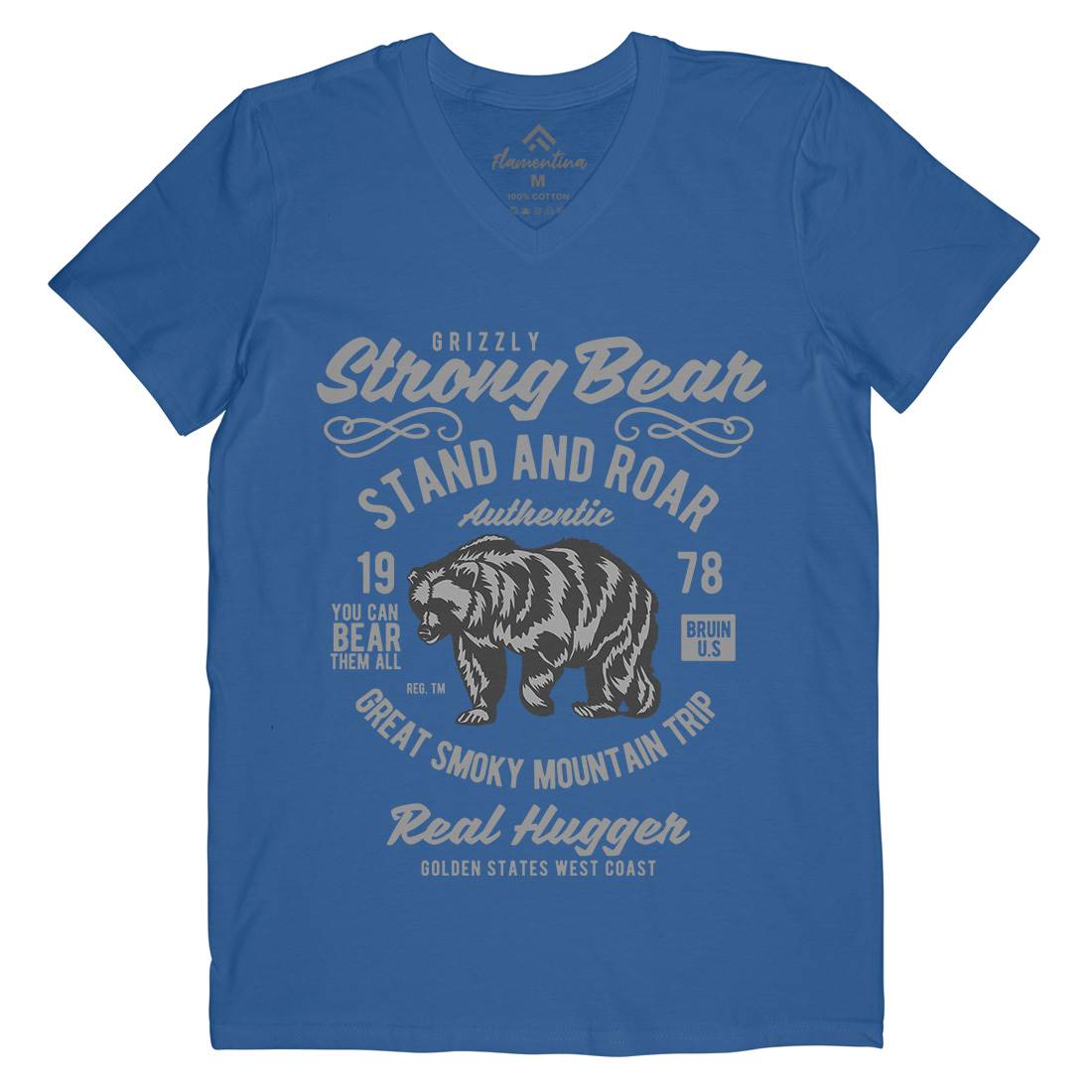 Strong Bear Mens V-Neck T-Shirt Animals B259
