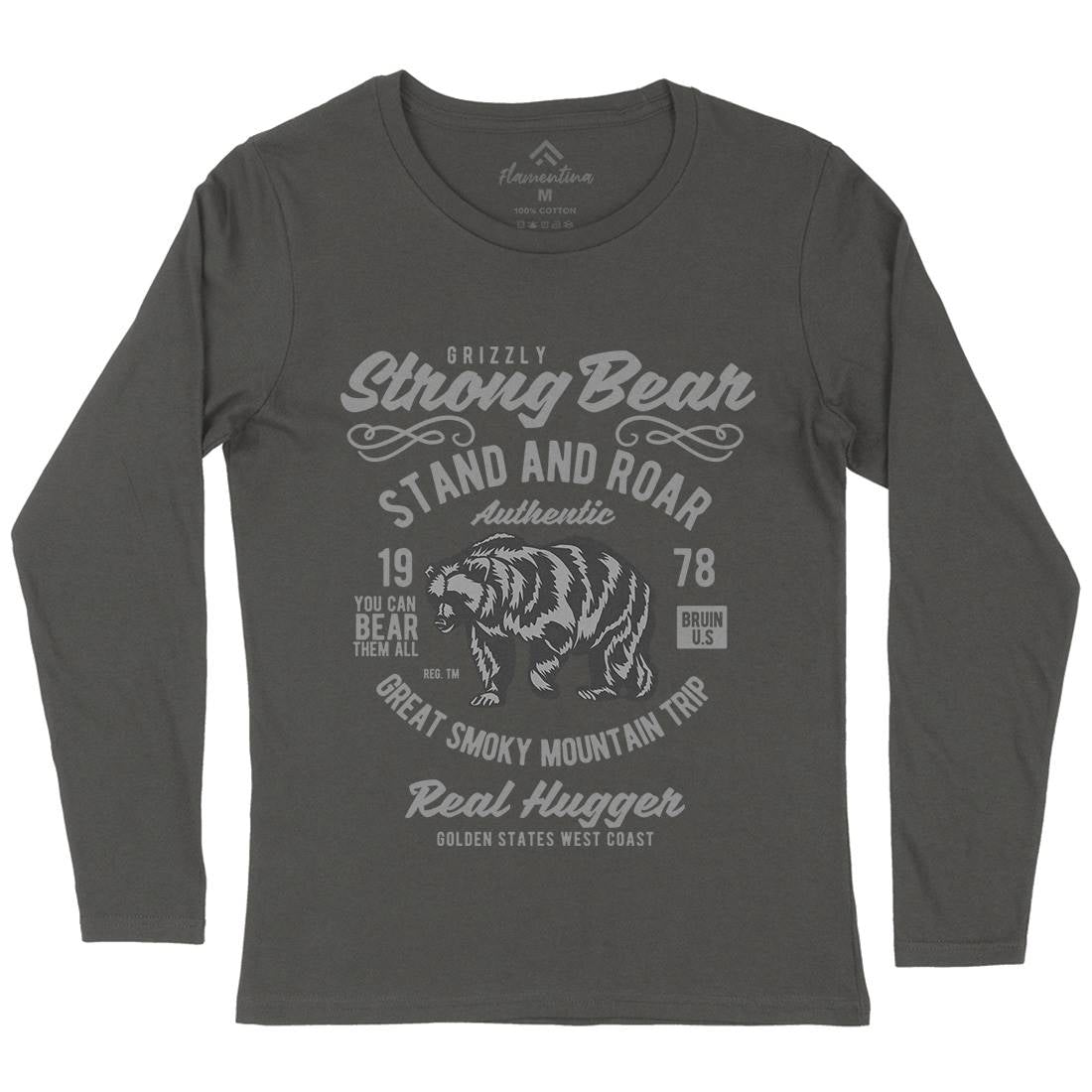 Strong Bear Womens Long Sleeve T-Shirt Animals B259