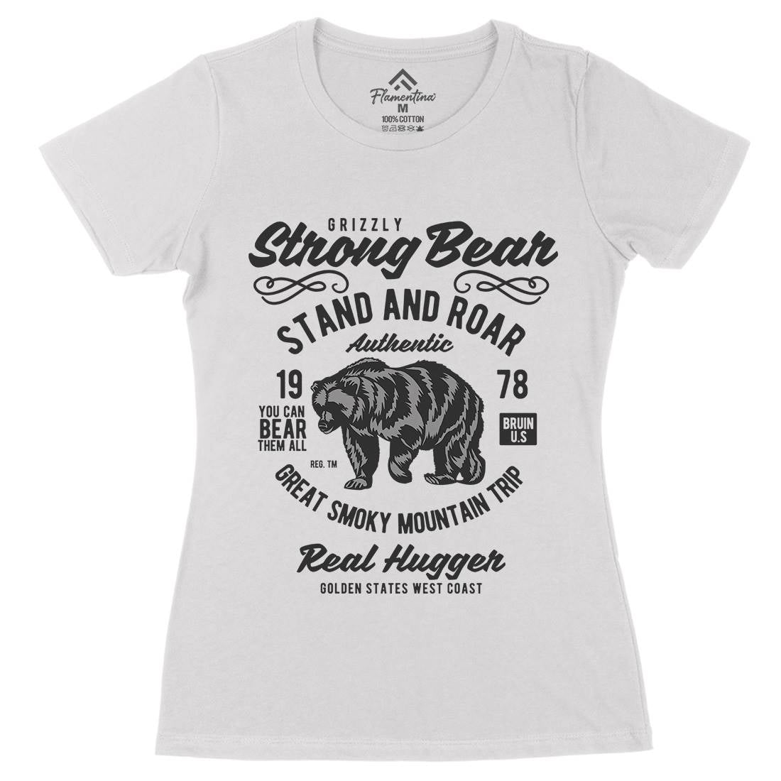 Strong Bear Womens Organic Crew Neck T-Shirt Animals B259