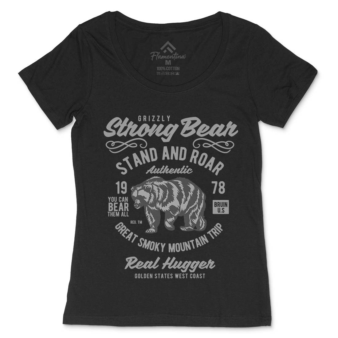 Strong Bear Womens Scoop Neck T-Shirt Animals B259
