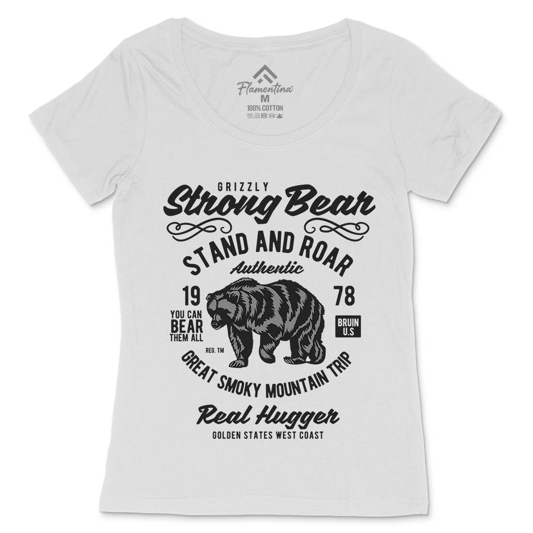 Strong Bear Womens Scoop Neck T-Shirt Animals B259