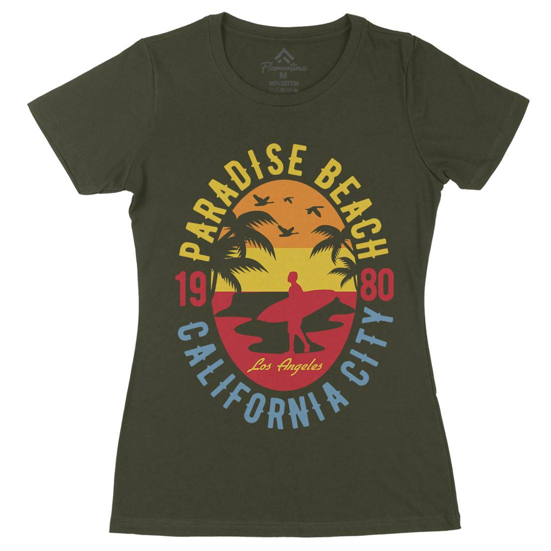 Sunshine Paradise Womens Organic Crew Neck T-Shirt Surf B260
