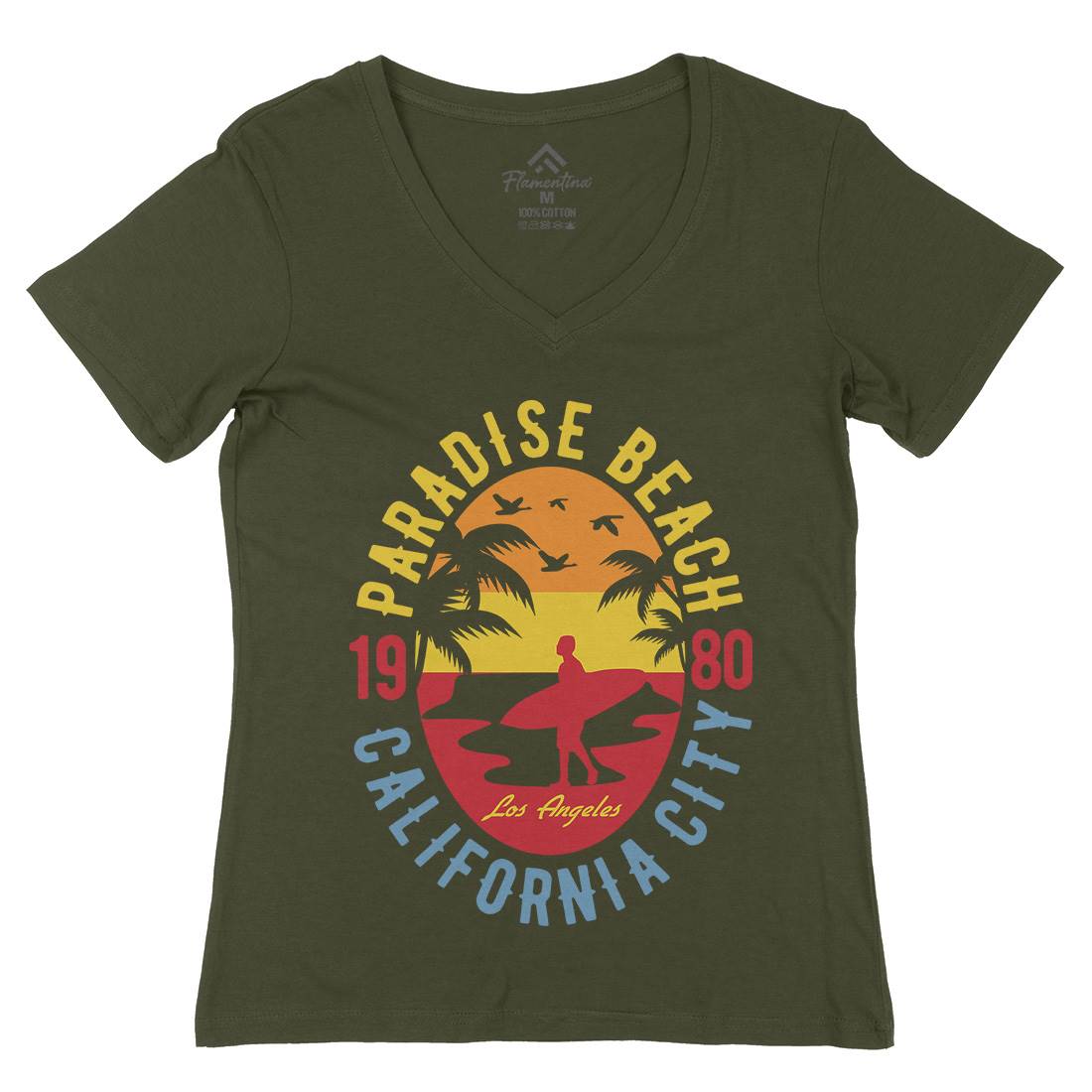 Sunshine Paradise Womens Organic V-Neck T-Shirt Surf B260