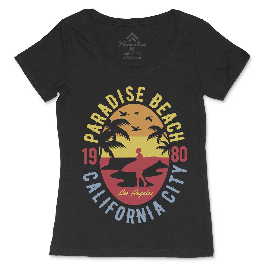 Sunshine Paradise Womens Scoop Neck T-Shirt Surf B260