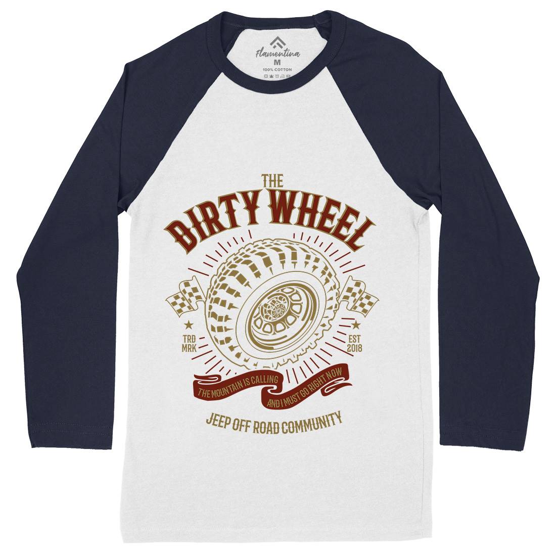 The Dirty Wheel Mens Long Sleeve Baseball T-Shirt Cars B262