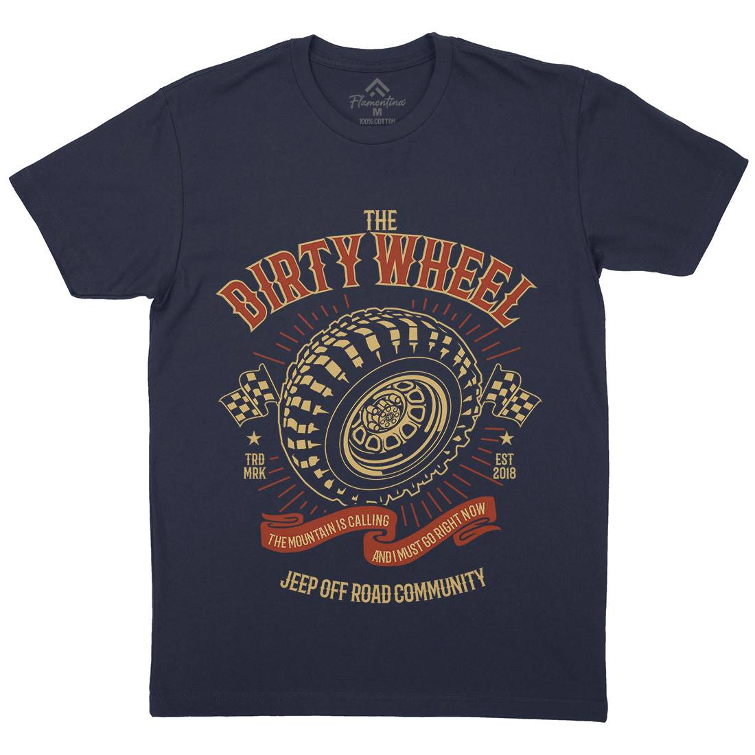 The Dirty Wheel Mens Organic Crew Neck T-Shirt Cars B262