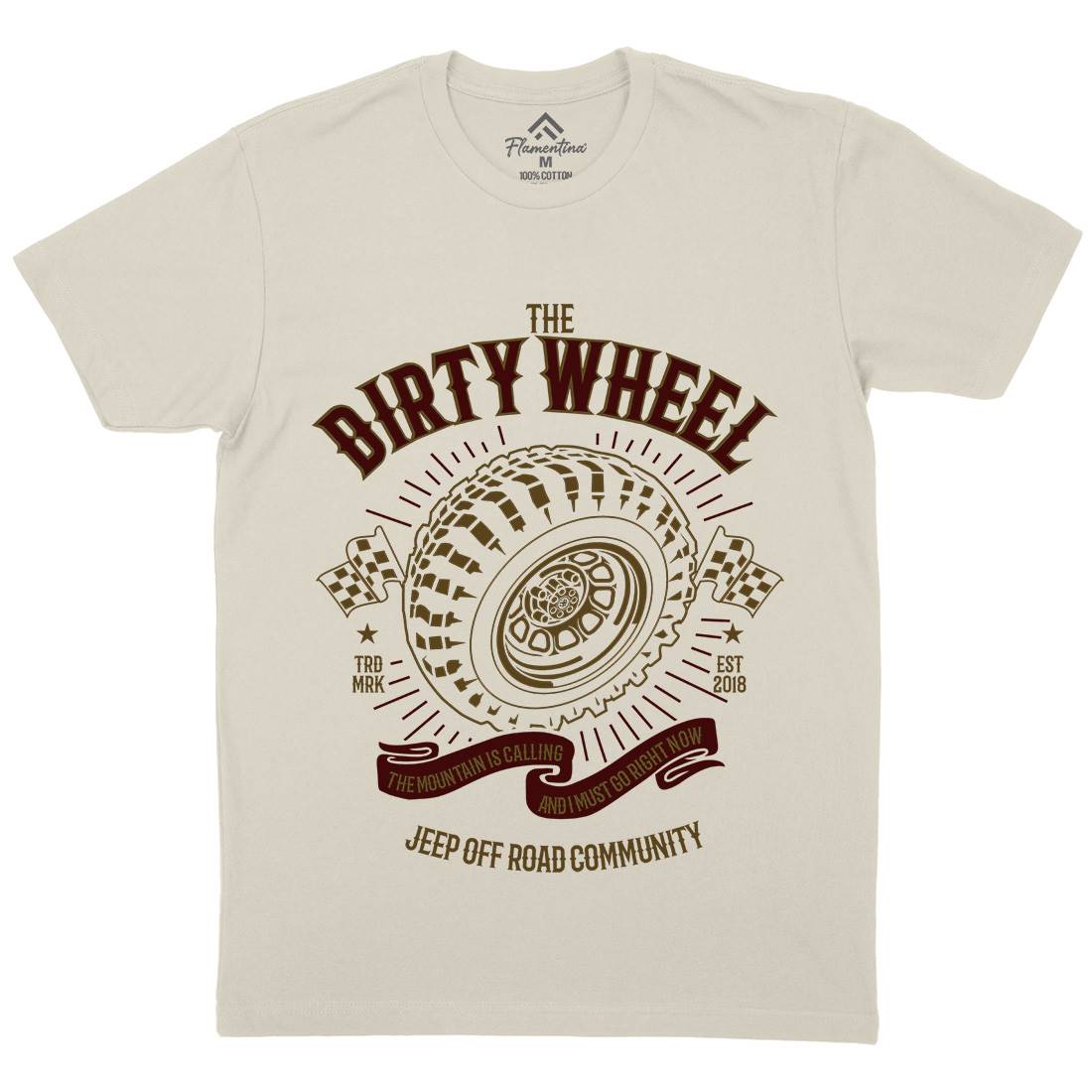 The Dirty Wheel Mens Organic Crew Neck T-Shirt Cars B262