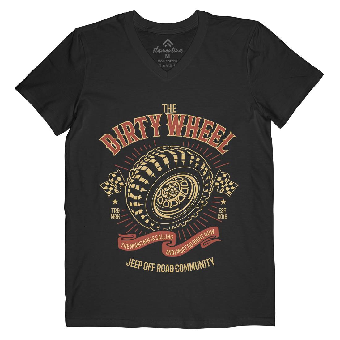 The Dirty Wheel Mens Organic V-Neck T-Shirt Cars B262