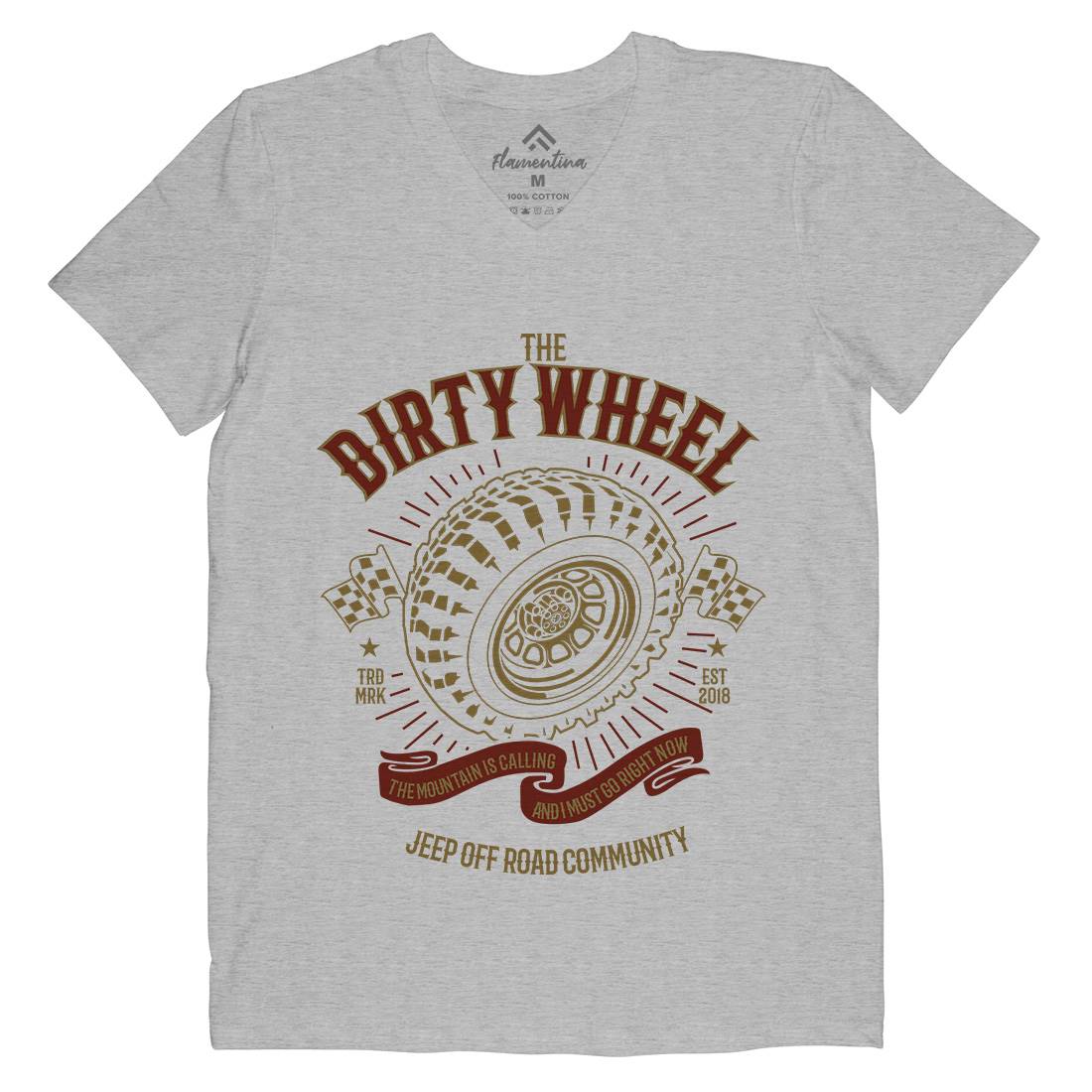 The Dirty Wheel Mens Organic V-Neck T-Shirt Cars B262