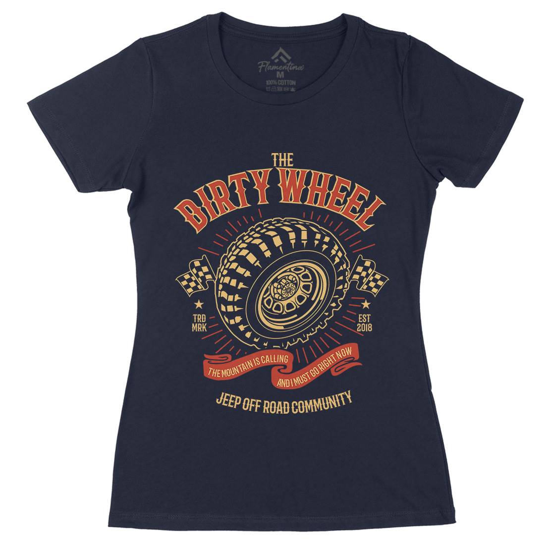 The Dirty Wheel Womens Organic Crew Neck T-Shirt Cars B262