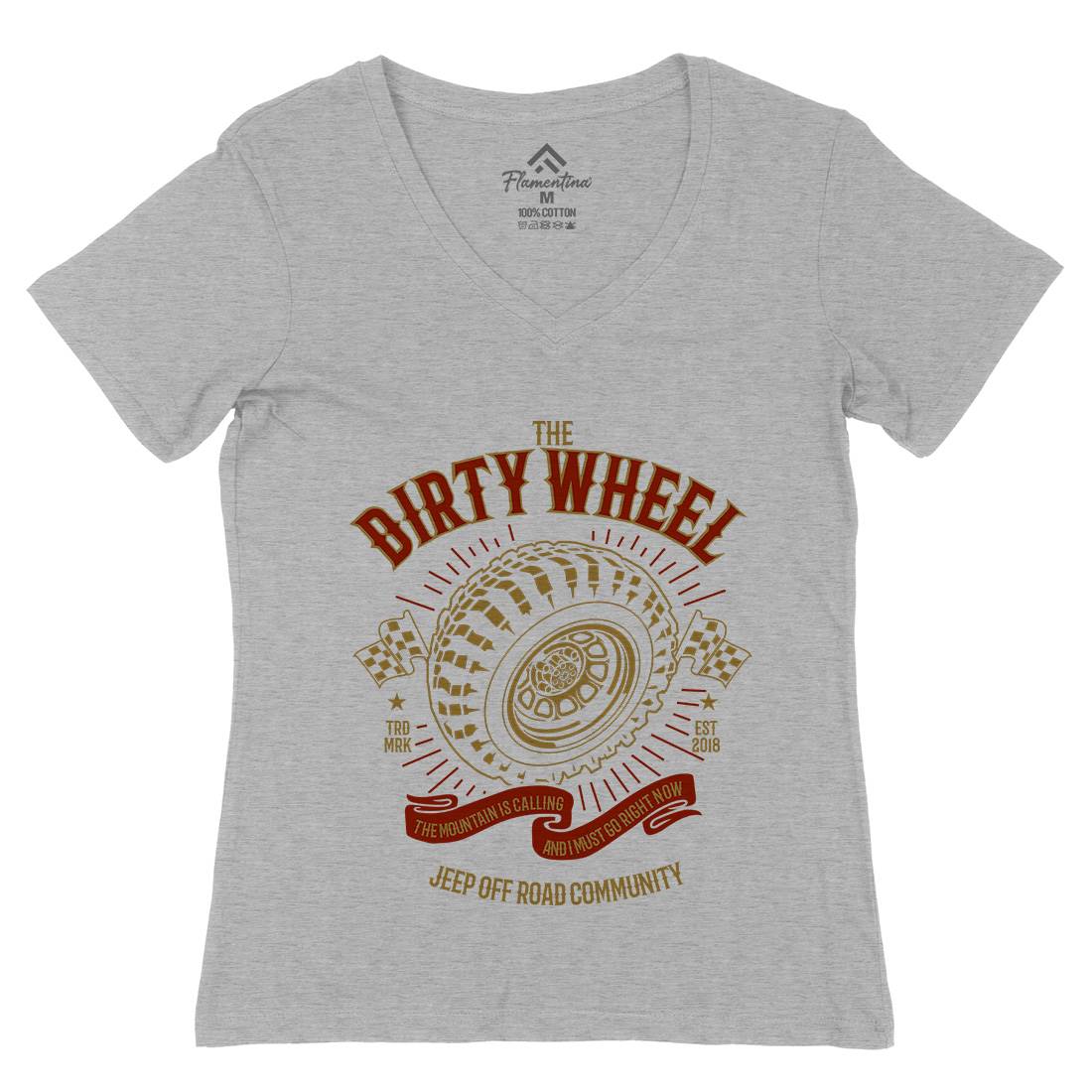 The Dirty Wheel Womens Organic V-Neck T-Shirt Cars B262