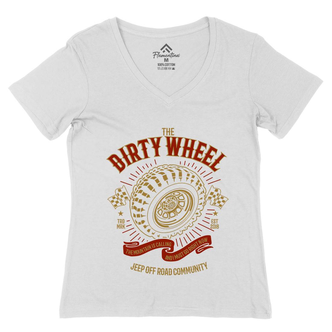 The Dirty Wheel Womens Organic V-Neck T-Shirt Cars B262