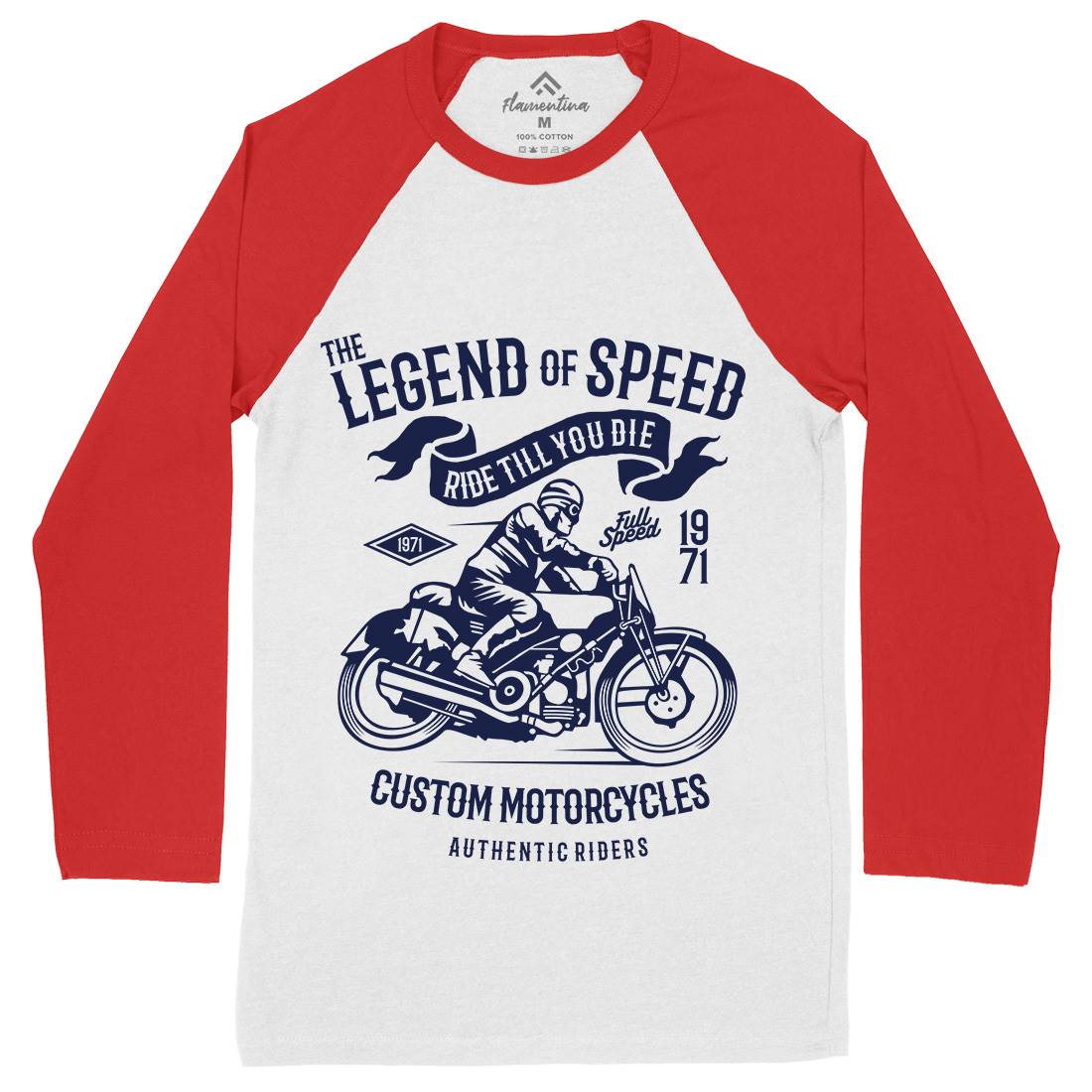 Legend Of Speed Mens Long Sleeve Baseball T-Shirt Motorcycles B264