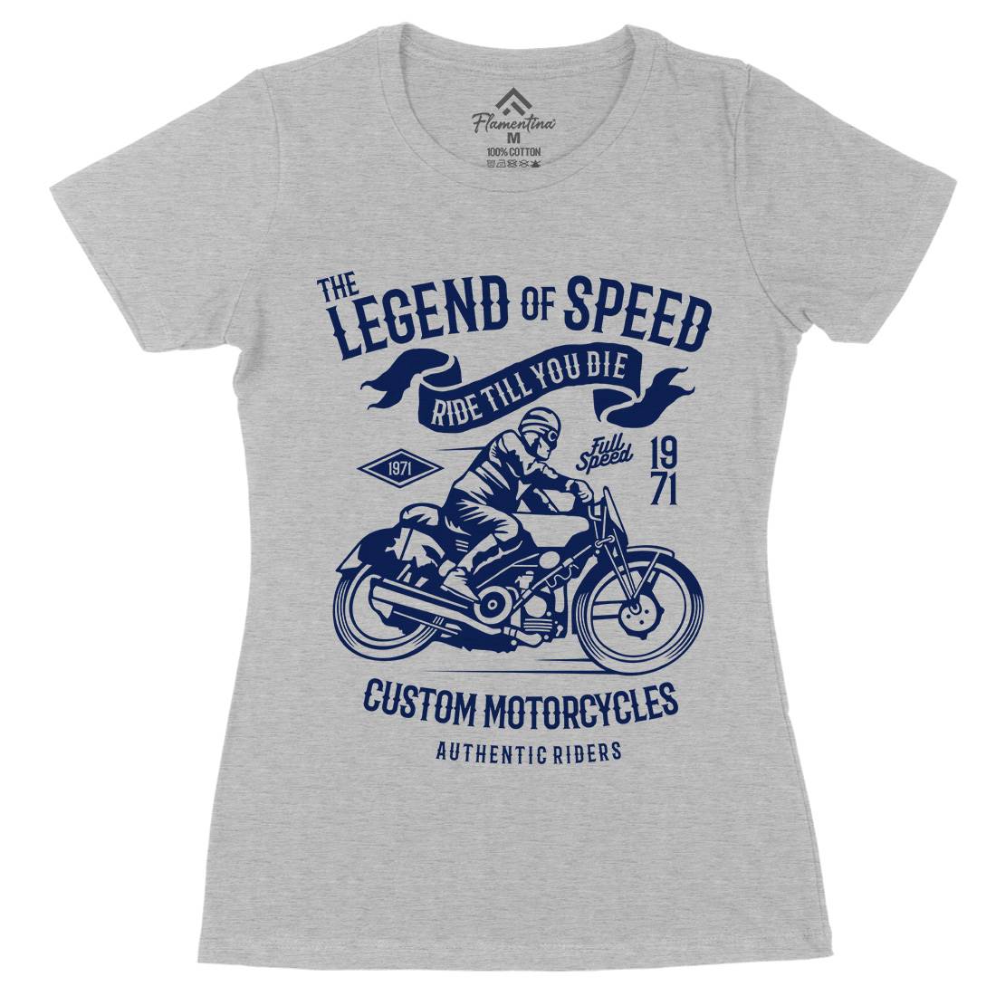 Legend Of Speed Womens Organic Crew Neck T-Shirt Motorcycles B264