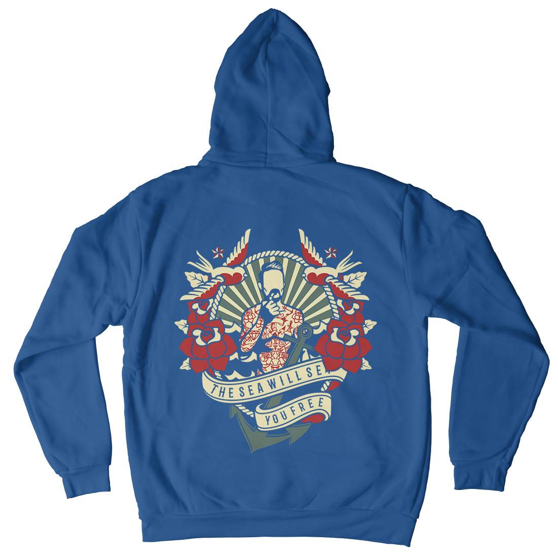 The Sea Will Set You Free Mens Hoodie With Pocket Navy B265