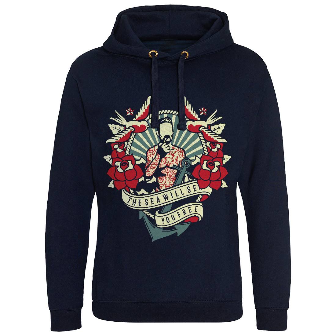 The Sea Will Set You Free Mens Hoodie Without Pocket Navy B265
