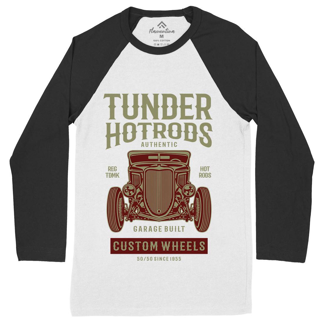 Thunder Hot Rods Mens Long Sleeve Baseball T-Shirt Cars B266