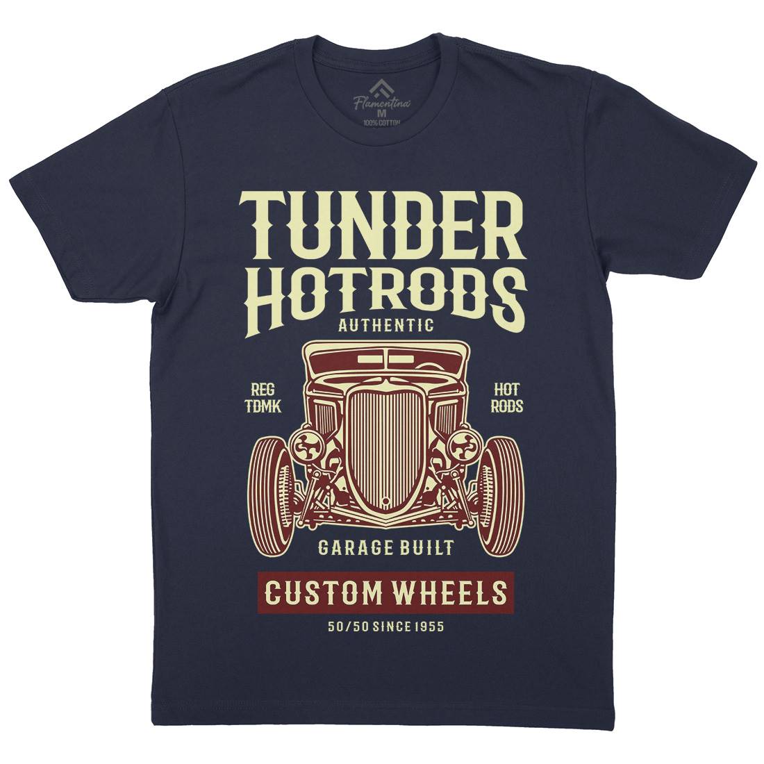 Thunder Hot Rods Mens Organic Crew Neck T-Shirt Cars B266