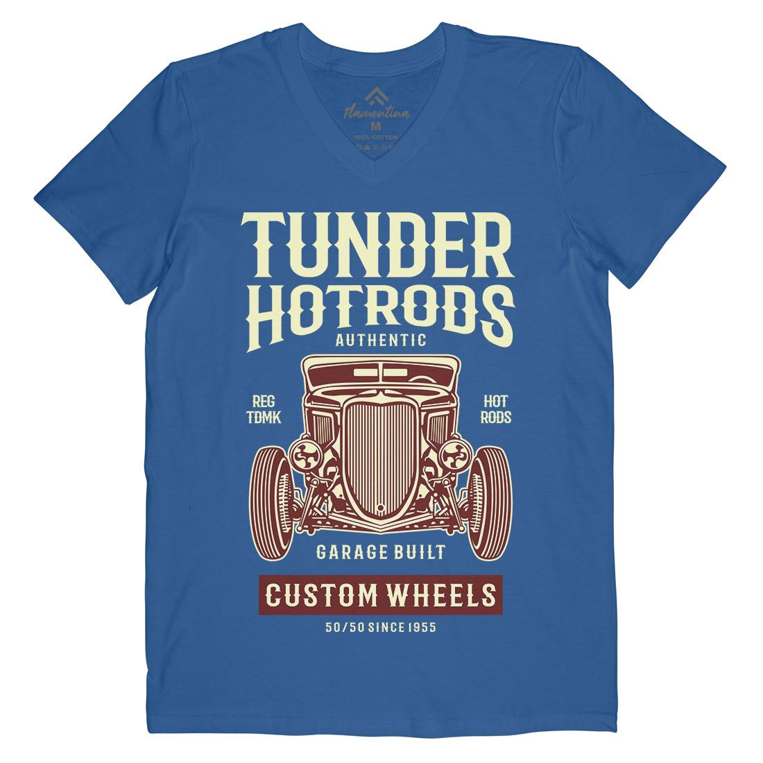 Thunder Hot Rods Mens V-Neck T-Shirt Cars B266