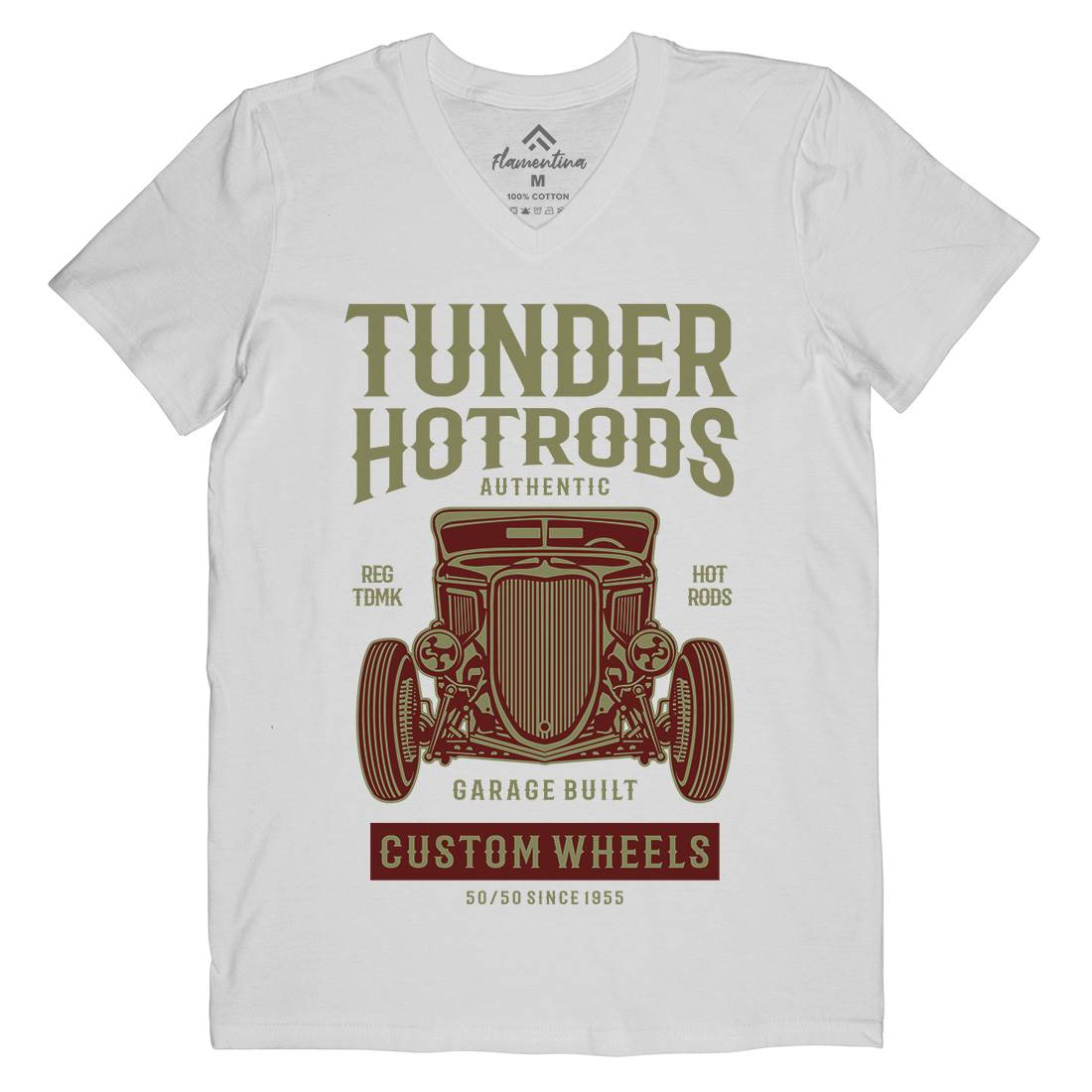 Thunder Hot Rods Mens V-Neck T-Shirt Cars B266