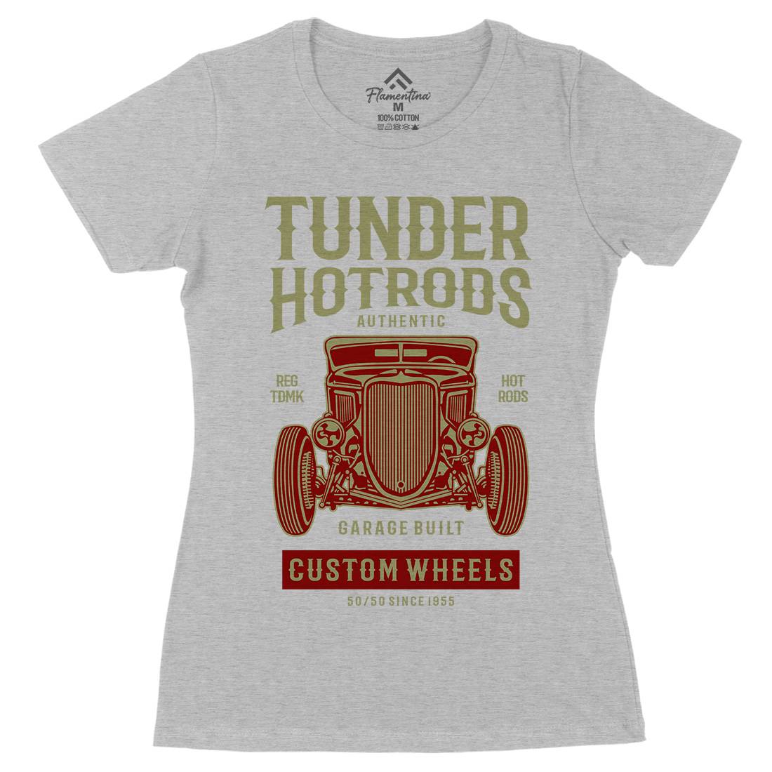 Thunder Hot Rods Womens Organic Crew Neck T-Shirt Cars B266