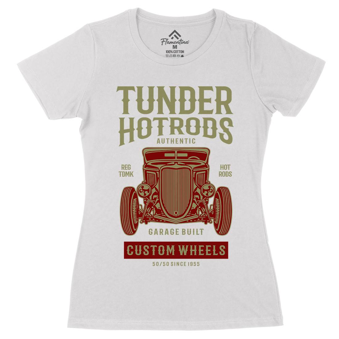 Thunder Hot Rods Womens Organic Crew Neck T-Shirt Cars B266