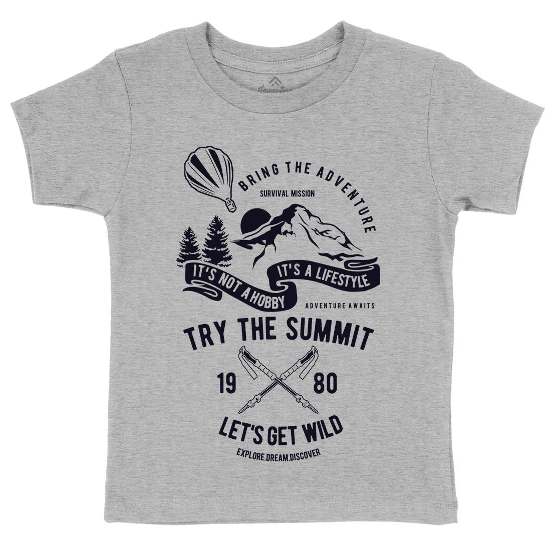 Try The Summit Kids Crew Neck T-Shirt Nature B267