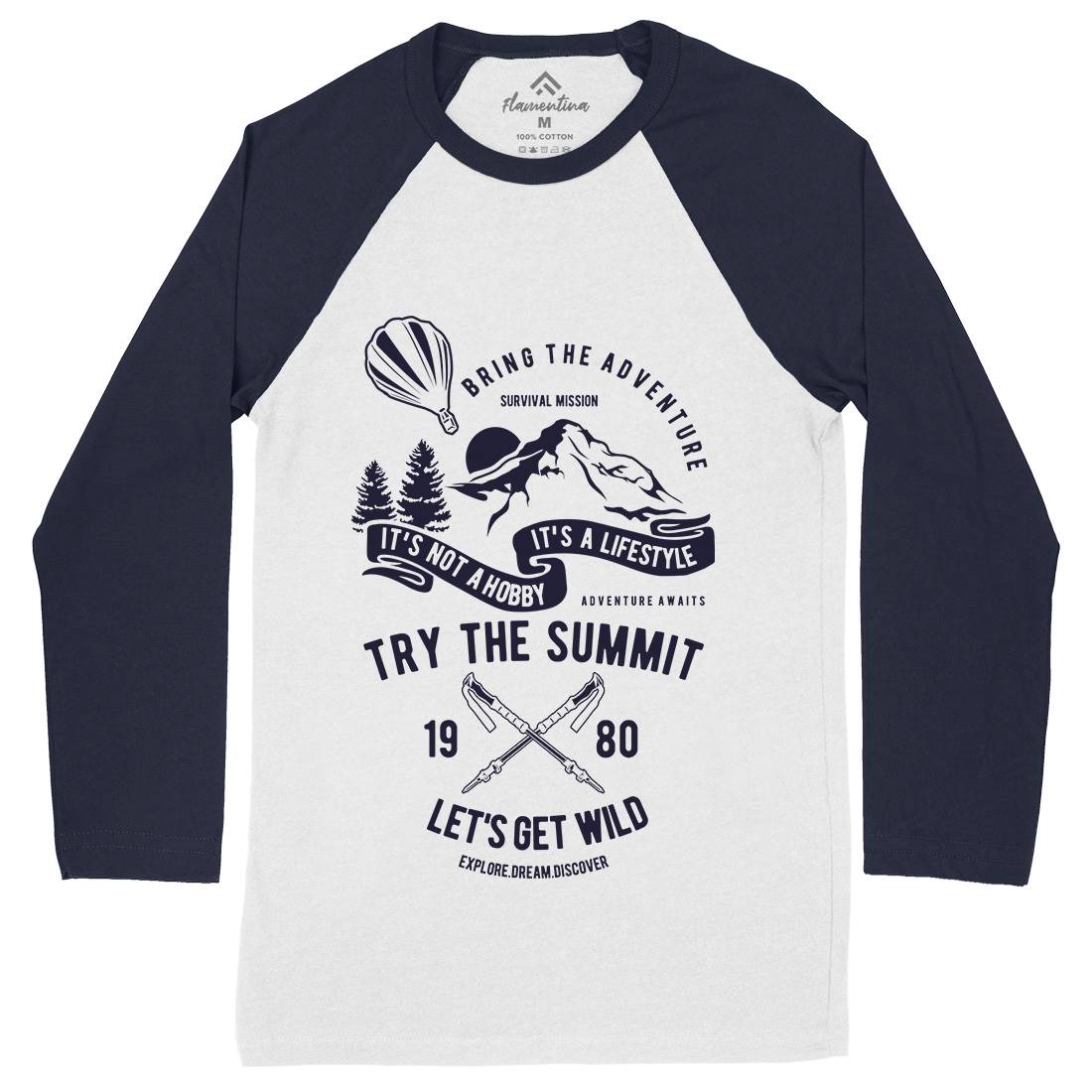 Try The Summit Mens Long Sleeve Baseball T-Shirt Nature B267